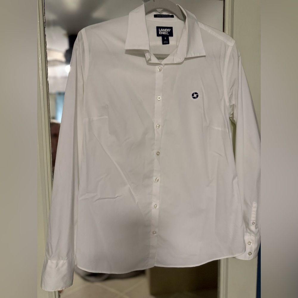 Lands’ End Chase Bank White Long Sleeve Shirt